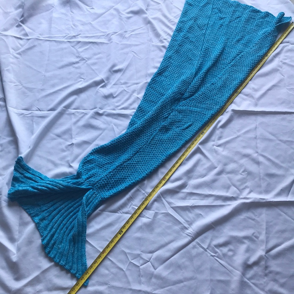New Teal Crocheted Mermaid Tail Blanket - great for kids!